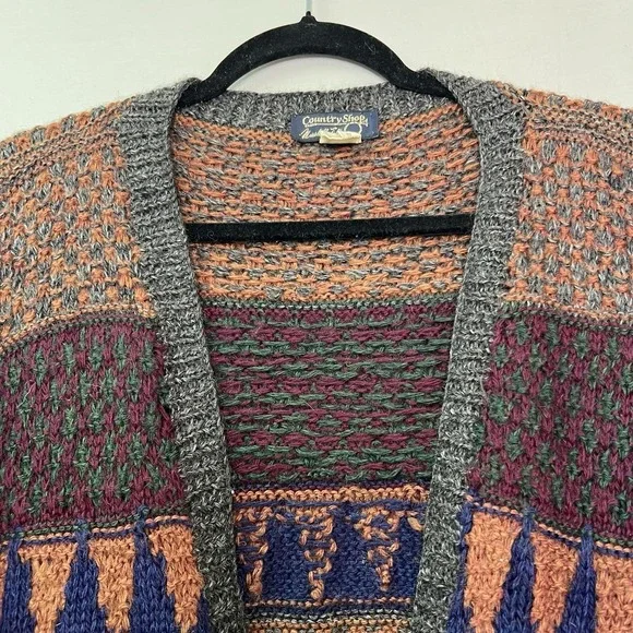 Vtg Marshall Fields Country Shop Wool Mens Sz M Chunky Grandpa Cardigan Sweater - Picture 7 of 15